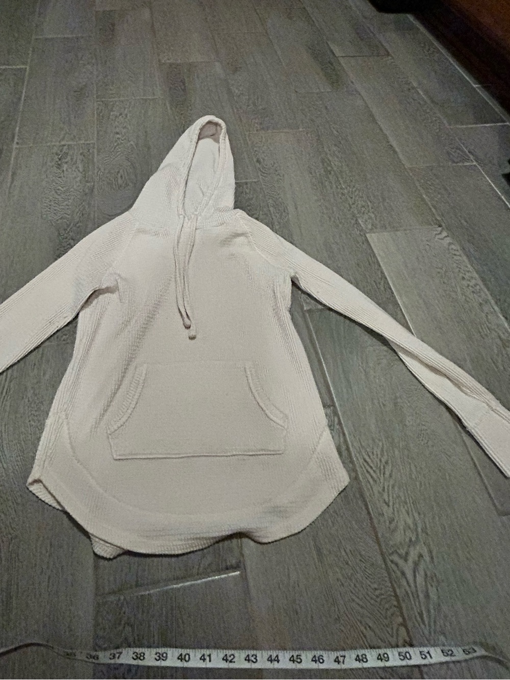 SO Cream Lightweight Hooded waffle knit Pullover Sweater- size extra small
